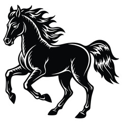 Majestic Black Stallion A Powerful Horse Illustration