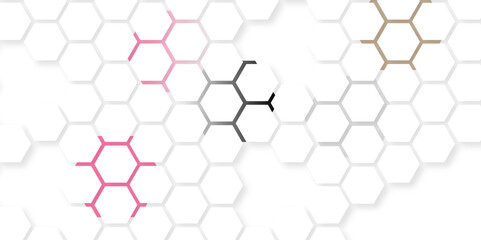 Fototapeta premium Abstract seamless honeycomb hexagon background. Geometric texture white gray pattern design. 