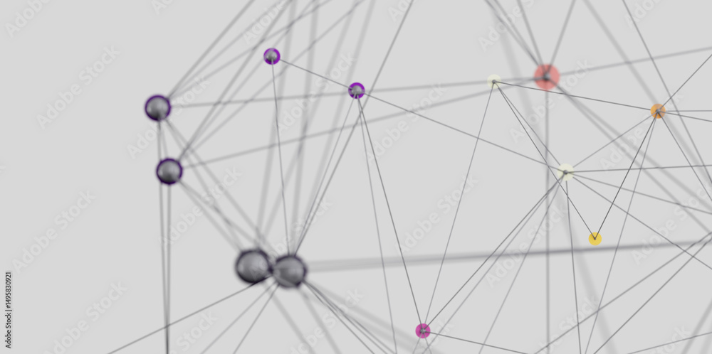 Poster Abstract image of network connection, nodes, and lines. Perfect for technology, communication, and connection concepts.