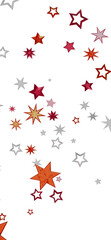 Festive background with red, orange, and silver stars. Perfect for holidays or celebrations.