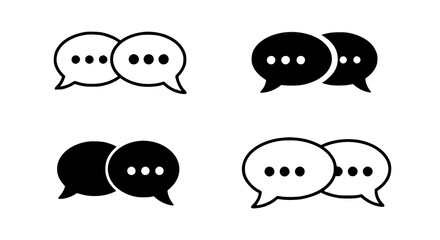 Obraz premium Black and White Chat Bubbles Communication Icons Dialogue Symbols Vect