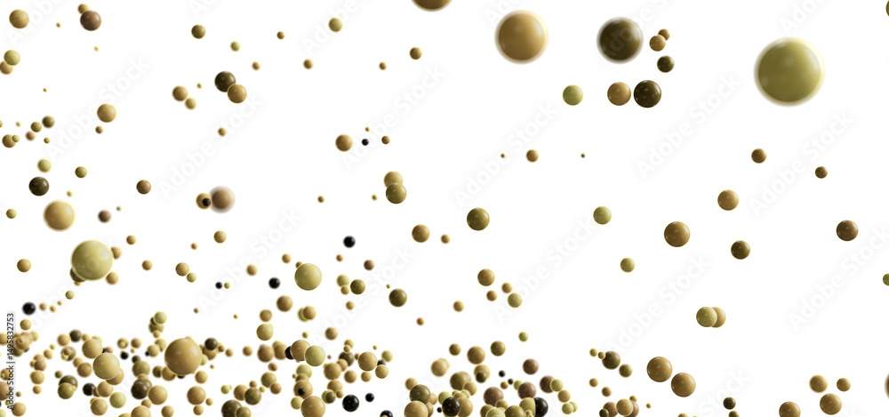 Aufkleber Abstract image of many beige and brown spheres floating on white background. Ideal for presentations or websites.