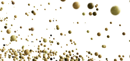 Abstract image of many beige and brown spheres floating on white background. Ideal for presentations or websites.