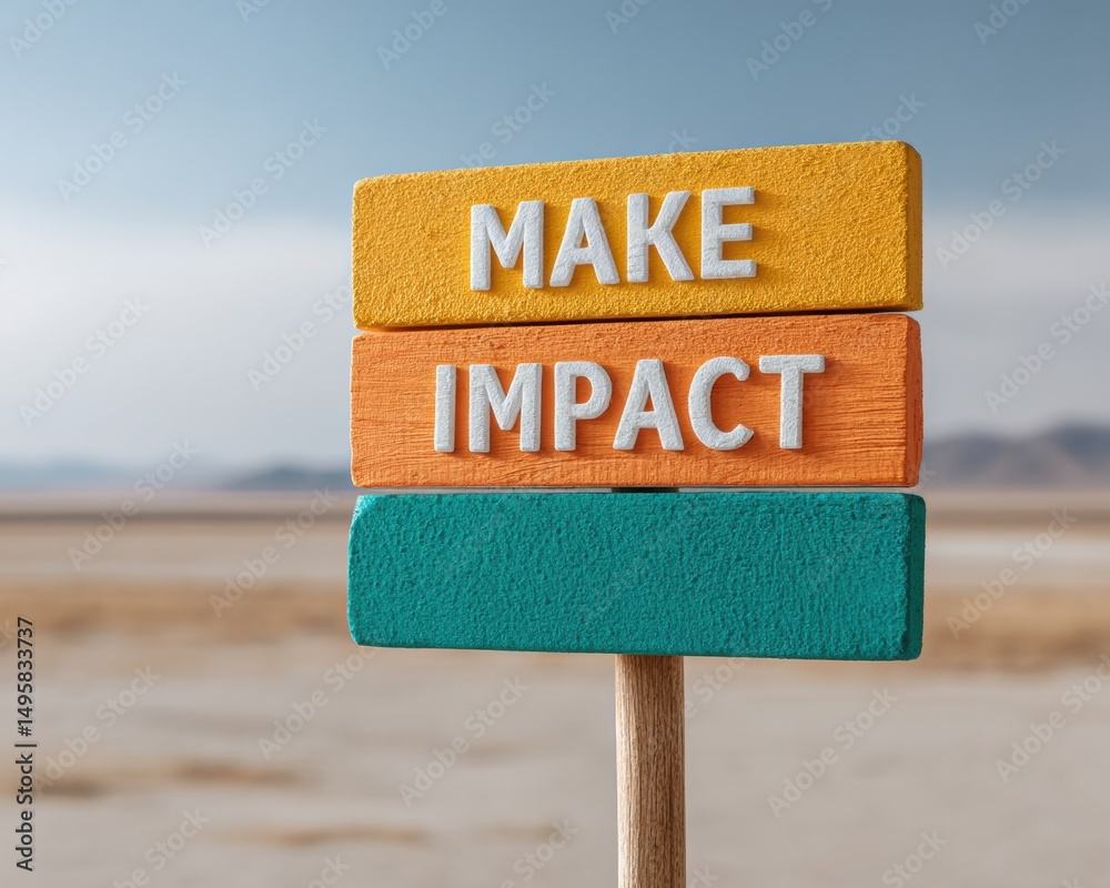 Aufkleber purpose-driven minimalism weathered wooden signpost inspiring corporate purpose with bold color psyc