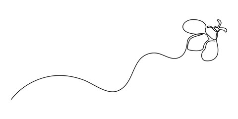 Honey bee icon   continuous one line drawing  outline vector illustration, Continuous one single minimal line drawing bee, Honeybee insect single line art illustration. Editable vector, flying bee. 