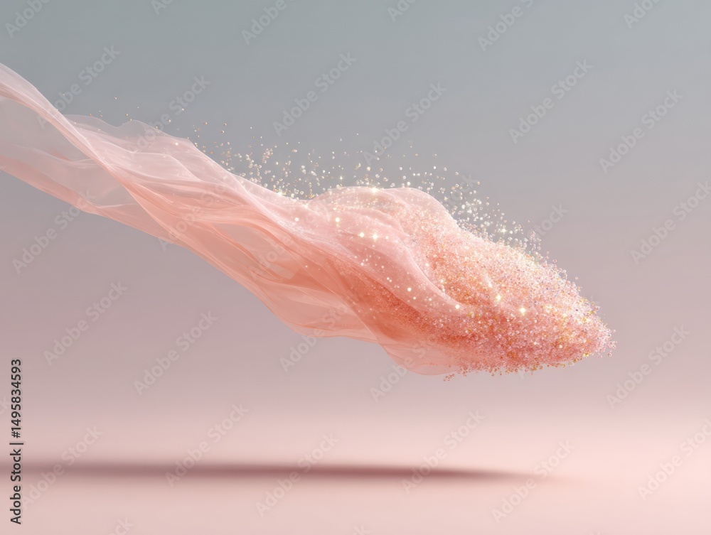 Leinwandbilder ethereal digital motion design soft coral particle dispersal visualization - innovative for tech bra