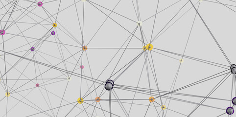 Obraz premium Complex network visualization with interconnected nodes. Ideal for technology, communication, and data concepts.