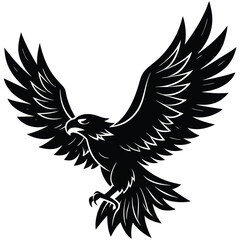 Majestic Eagle in Flight Powerful Black and White Illustration