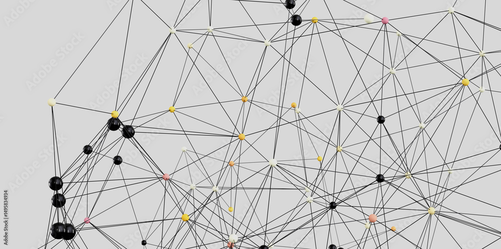Poster Complex network visualization.  Ideal for technology, connection, and data concepts.