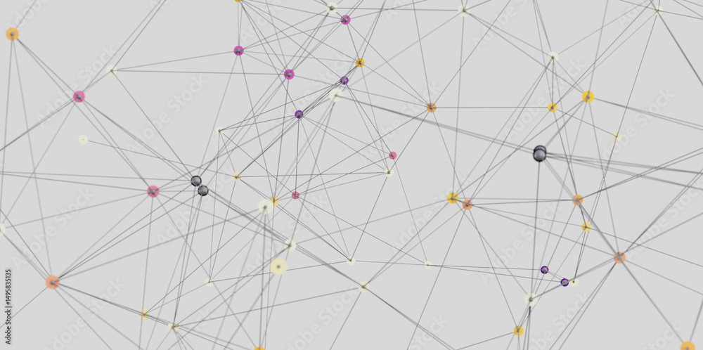 Aufkleber Abstract background image of interconnected dots and lines, representing network, connection, or technology.