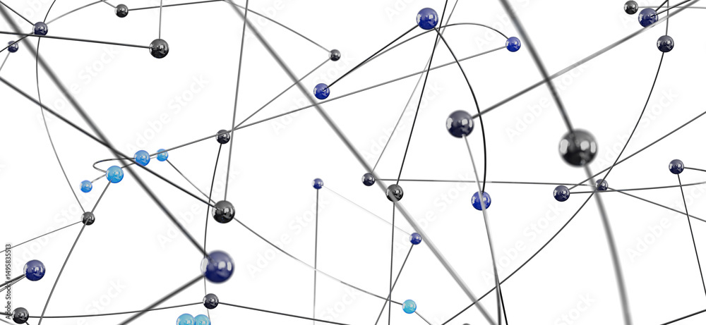 Poster 3D rendering of a complex network.  Ideal for technology, connection, and global concepts.