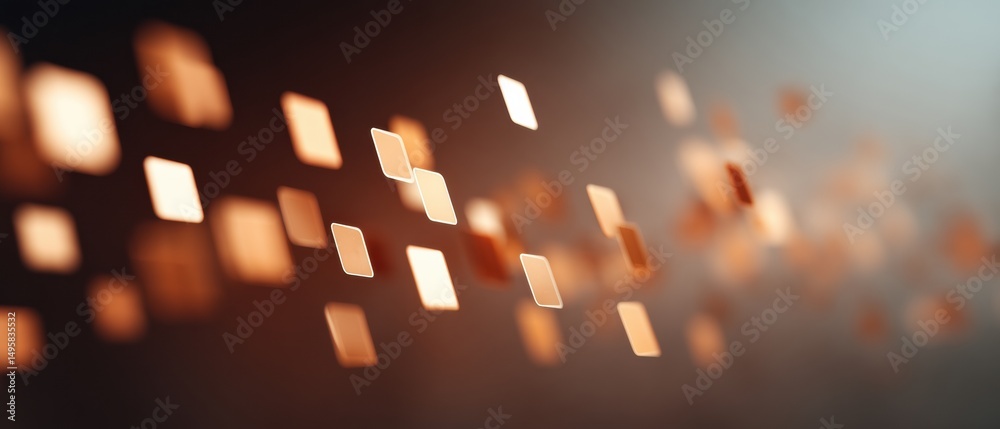Fototapete Quantum Data Visualization Immersive Digital Network Nodes in Warm Bronze Tones - Next-Gen Information Architecture for Innovative Tech Storytelling