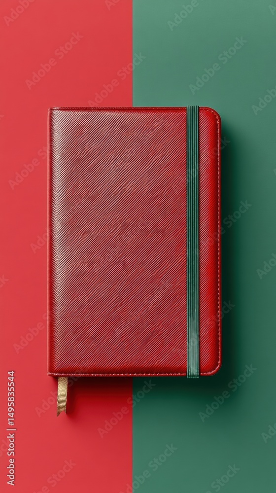 Fototapete Minimalist Executive Notebook Bold Color-Block Design for Modern Workspace Productivity, Sleek Leather Professional Planning Journal with Vibrant Aesthetic