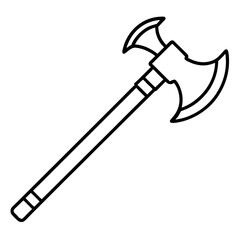 Axe line art icon on white background.