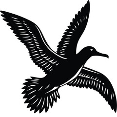 Elegant Black and White Seagull Illustration