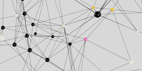 Abstract image depicting interconnected nodes and lines, ideal for technology, network, or...