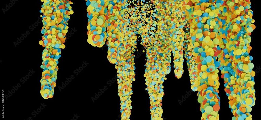 Leinwandbilder abstract background of vibrant circles falling against a black backdrop. perfect for design projects