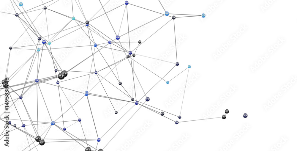 Leinwandbilder 3D rendering of a complex network, ideal for technology, connection, and global communication concepts.