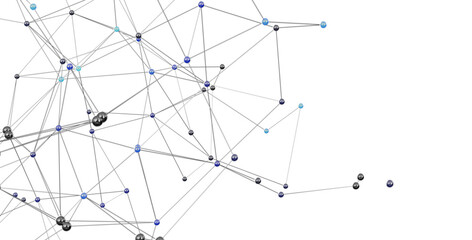 3D rendering of a complex network, ideal for technology, connection, and global communication concepts.