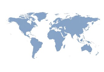 World map light blue isolated on white background