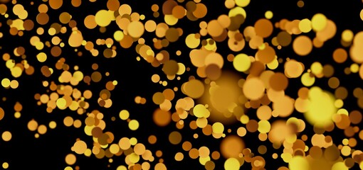 Abstract golden bokeh lights on black. Perfect for festive backgrounds.