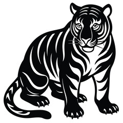 Majestic Black and White Tiger Illustration