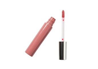 Lip gloss with applicator isolated on white background