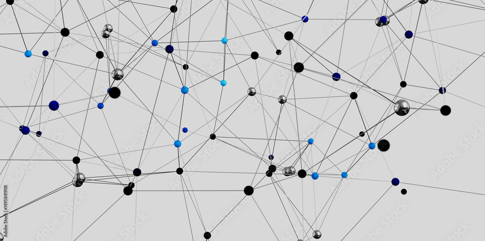 Poster Abstract image depicting a complex network of connections. Ideal for technology, data, and connectivity concepts.