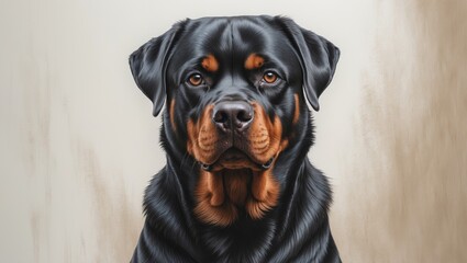 Aristocrat Rottweiler in a Hand-drawn Portrait