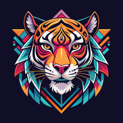 Fototapeta premium a vibrant stylized tattoo sketch of a tiger head.