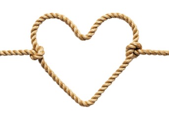 Rope heart shape knot, love isolated on white background