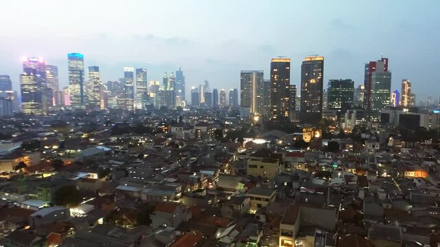 Sensational illuminated-dusk time lapse of Jakarta's southern regional.