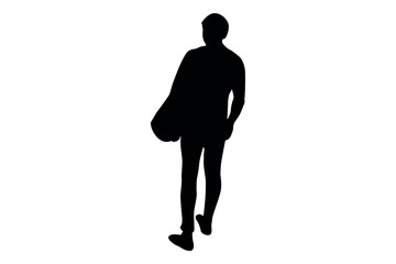 Vector art of Silhouette of a man carrying a bag isolated on white background