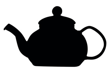 Vector art of Black teapot silhouette isolated on white background