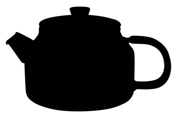 Obraz premium Vector art of Black teapot silhouette isolated on transparent background for tea preparation