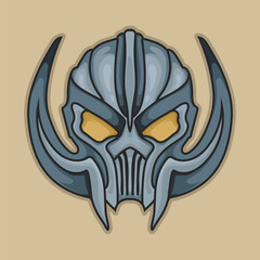 klingon mask with halmet  black illustration design
