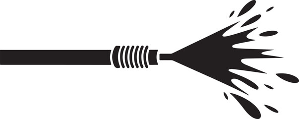 Simple Black Icon of Water Spraying from Hose