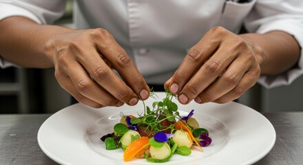 Chef Garnishing Food - Culinary Art, Fine Dining Photography