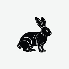 Obraz premium Rabbit Vector Silhouette – High-Quality Bunny Outline for Designers & Crafters