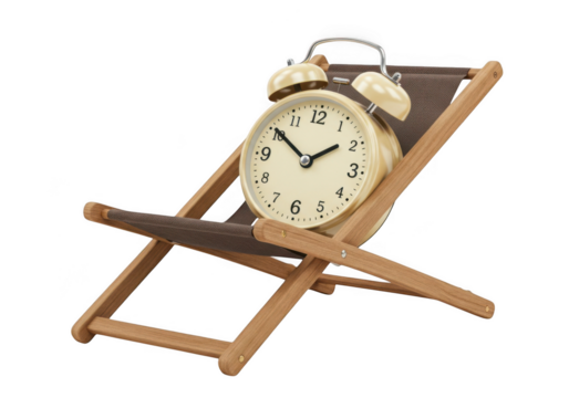 Alarm clock on beach chair isolated on transparent background