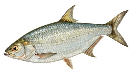 Fototapeta premium hilsa fish isolated on white background PNG. AI GENERATED