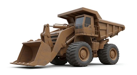 Dump Truck with Front Loader on White Background