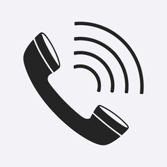 Phone Call Icon with Signal Waves – Flat Vector Communication Symbol.