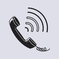 Phone Call Icon with Signal Waves – Flat Vector Communication Symbol.