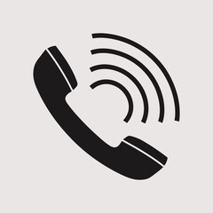 Phone Call Icon with Signal Waves – Flat Vector Communication Symbol.