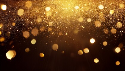 Fototapeta premium aesthetic gold confetti with shining falling gold dust lights and glowing sparkles luxurious abstract border of golden glitter dust with sparkling particles and glares