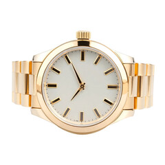 Luxurious golden and silver watch isolated on transparent background
