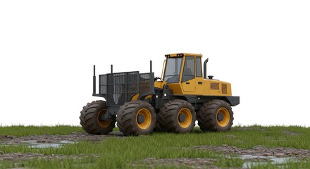 Forwarder Machine on Muddy Terrain for Logging Operations