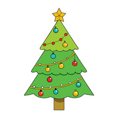 A festive Christmas tree adorned with colorful balls and natural pine cones, creating a warm, decorative holiday centerpiece full of charm and seasonal cheer.
