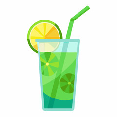 Green cocktail with straw